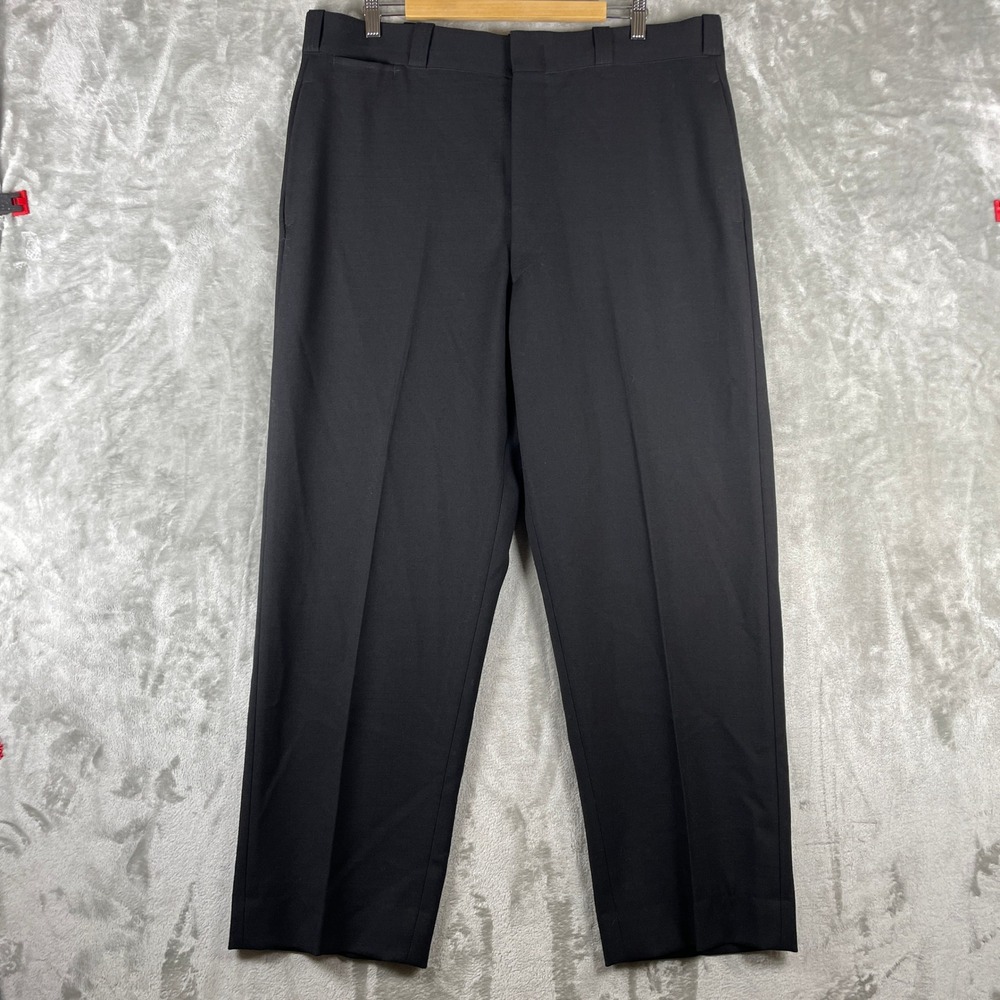 Vintage 70s Black Gabardine Whipcord Pants Mens 42 Fits 40x31 Made in USA TALON